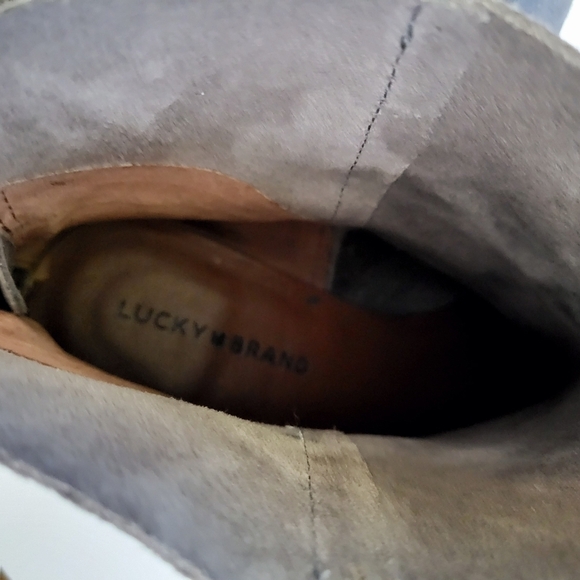 LUCKY BRAND Kaiya Distressed Leather and Suede Bootie Gray Women's 9.5M - Picture 13 of 14
